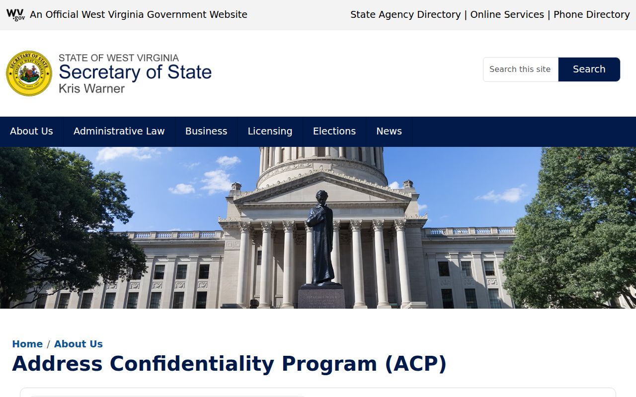West Virginia property owner address privacy and Address Confidentiality Program